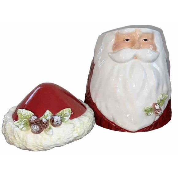 Department 56 Cookie Jar Santa Claus Frosted Pine Cones Christmas Decor - Picture 2 of 8